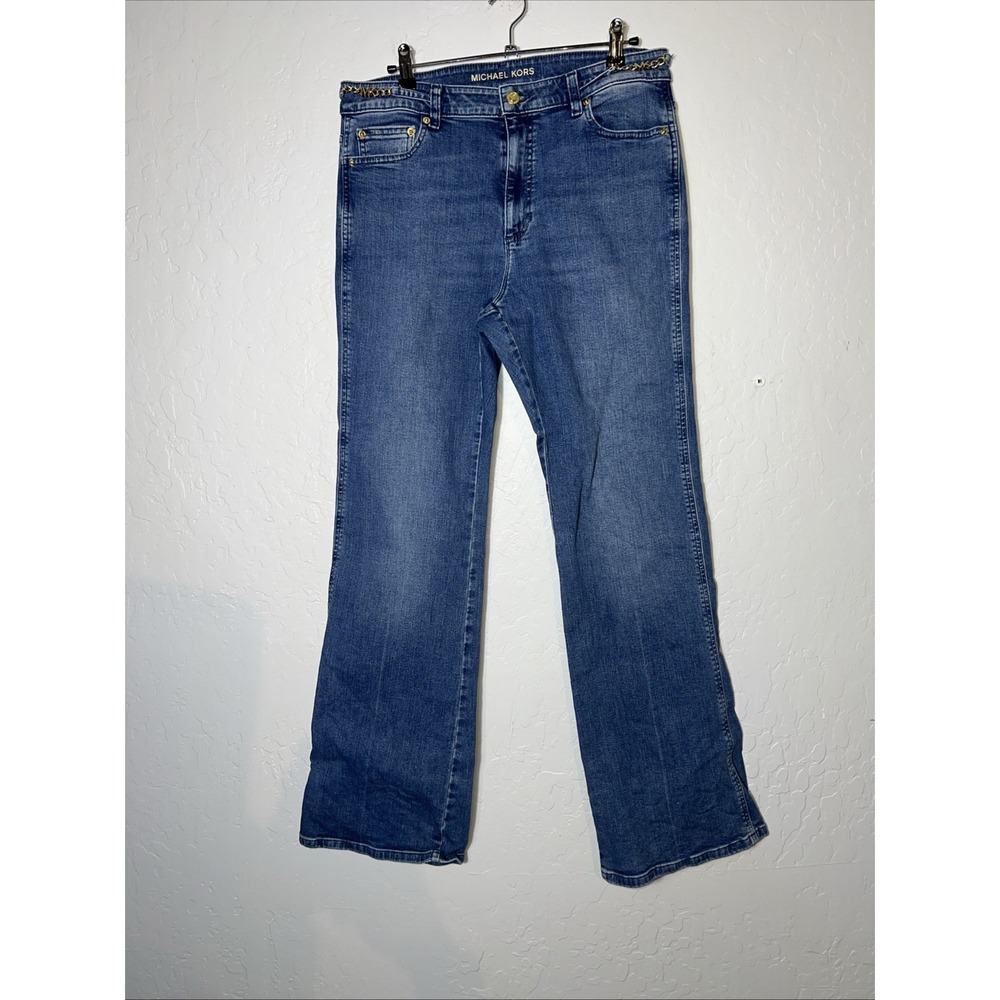 Michael Kors Jeans Womens Blue Bootcut Mid Rise Jeans Size 10.‎ Gold Chain Link